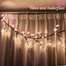 1 pieza Luces de rama de sauce flexible de 54 LED, multicolor, decoración de mariposa DIY, 8 modos de iluminación, luz de árbol de mariposa con alimentación por USB, rama de planta artificial de 1,8m/70,87 pulgadas para lámpara de pared interior, regalo perfecto para Navidad, Día de la Madre, Día de San Valentín, Halloween, cumpleaños, decoración del hogar