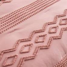 7 Piece Blush Pink Tufted King Size Comforter Set - Shabby Chic Boho, With Comforter And Sheet Set, All Season Soft Microfiber Bed In A Bag