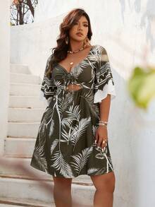 Plus Size Casual Floral Print Dress, Elegant Fashion Holiday Style - Flower Materials - View 8