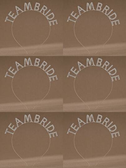 6pcs Women's Personalized Fashion Wedding Guest Letter Headbands, Bridesmaid Crystal Headbands