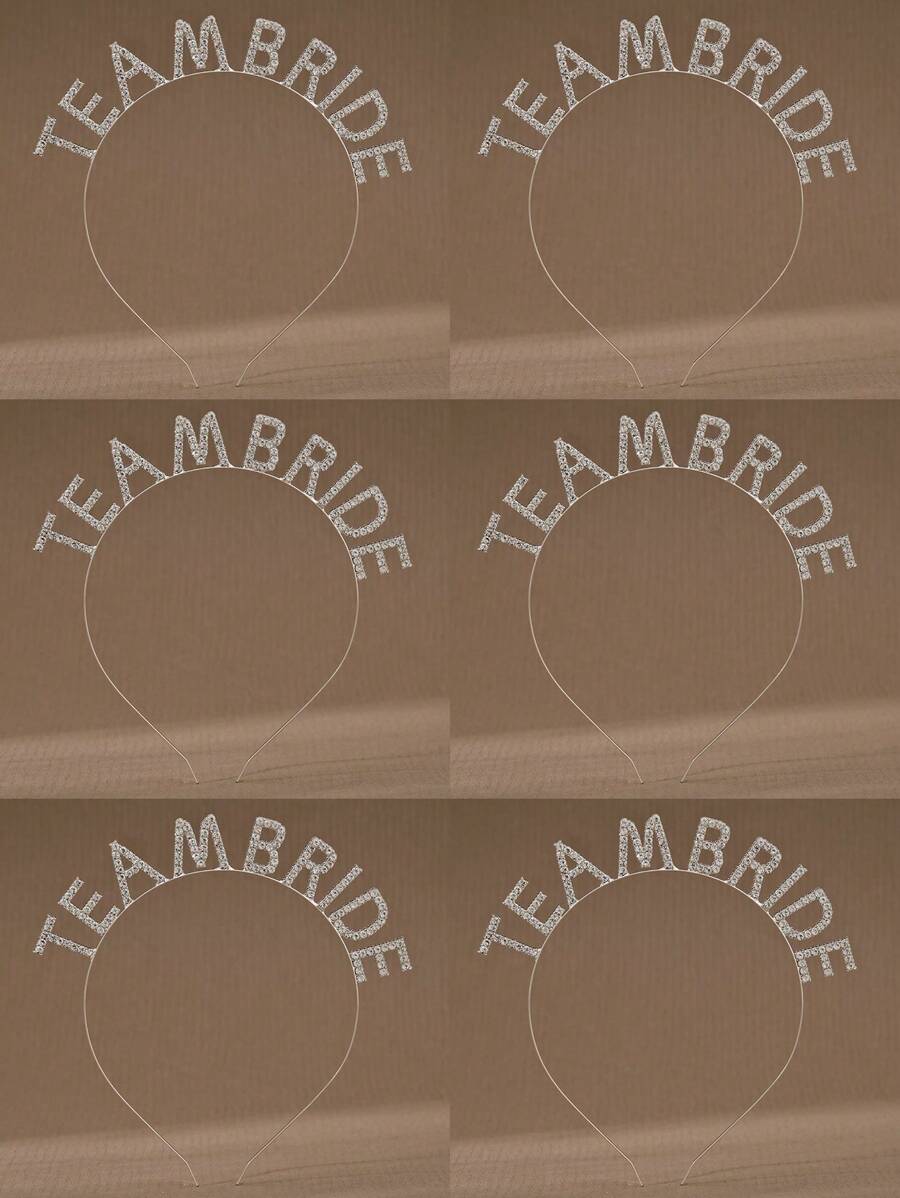 6件套女士个性化时尚婚礼宾客字母头饰，伴娘水晶头饰