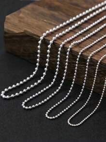 S925 Bạc tinh khiết Vòng cổ đính cườm Đơn giản Và Linh hoạt Phong cách ins Nữ Và Nam người mẫu Dài Áo len Chuỗi Xương quai xanh Chuỗi Có thể Phù hợp Với Mặt dây chuyền - Dây chuyền bạc S925 - Xem 2