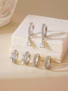 GEREIT Set 6 buah Anting Hoop Bentuk Tetesan Air Berkilau Super Modis dengan Batu Zirkonia Kubik Warna Permen, Cocok untuk Pemakaian Sehari-hari Wanita, Hadiah Hari Ibu - bentuk jatuh - View 18