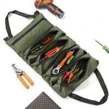 1pc 600D Oxford Cloth Tool Bag, Multi-Functional Rolled Tool Bag, Wrench Roll, For Car Repair Maintenance Tool Kit, Portable Multi-Purpose Hardware Tools Storage Pouch, 5 Zipper Pockets Rolled Storage Bag, Mechanic, Electrician & Enthusiasts Tool Roll Pouch, Car Camping Equipment
