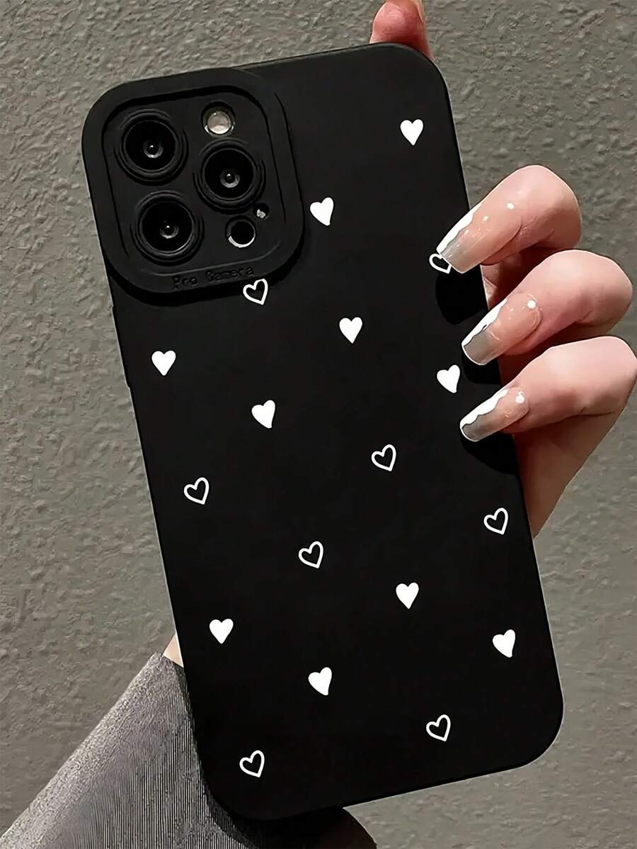 1 pieza Funda protectora de teléfono a prueba de golpes de TPU con diseño de corazón compatible con Apple 16, 15, 14, 13, 12, 11 Pro Max y Series, versión internacional, no la versión nacional - Multicolor - Ver 1