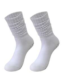 1 para damskich jednolitych kolorów uniwersalnych skarpet sportowych z silikonowym antypoślizgowym uchwytem, skarpetki do jogi, codzienne skarpetki rurki, na co dzień i do ćwiczeń