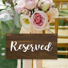 婚礼标志木制预留座位标志矩形标志创意装饰标志家居挂件婚礼装饰趣味礼品，婚礼装饰，家居装饰，房间装饰派对新娘新娘夏季生日海滩返校学校用品 - 棕色 - 查看 2