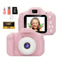 720P 高清粉色儿童数码摄像机儿童相机玩具带 32G SD 卡适合便携式玩具幼儿最佳圣诞节生日节日礼物 3-8 岁女孩 1 件 - 彩色 - 查看 11
