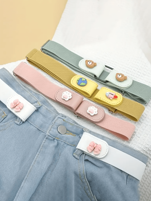 Press Buckle Style Slouchy Belt, Kids' Versatile Jeans Belt, Invisible No-Trace Elastic Stretch Belt, Adjustable Length