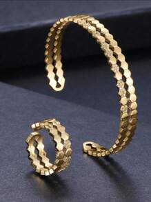 1 set di bracciale e anello regolabili a nido d'ape