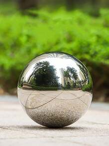 1 pezzo Sfera decorativa da giardino levigata in acciaio inox color argento, con riflessione a specchio, sfera cava rinforzata, sfera rotonda in acciaio inox