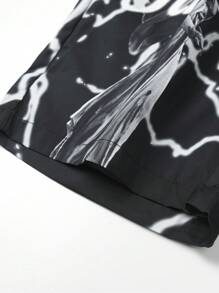 3pcs/Set Tween Boys' Casual & Commuting Fashion Drawstring Printed Shorts, Summer - Black - View 5