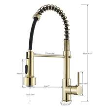 Kitchen Faucet With Pull-Down Sprayer Brushed Gold Finish LED Lighting Single-Handle 1-Hole Or 3-Hole Design Spring-Action Kitchen Sink Faucet Includes Countertop Cover Plate Suitable For Farmhouse Style/RV/Bowl Sinks - Gold - View 2
