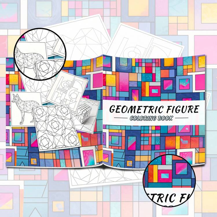 GDTME 1 本几何图案成人涂色书，升级加厚 120g 纸张，2025 新版本，7.9*7.9 英寸，24 页，单面打印，图案优雅，是情人节、生日、复活节和其他节日派对的放松礼物 - 彩色 - 查看 8