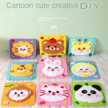 2/3/4 件套 DIY 卡通刺绣工艺套件（适合初学者）、毛绒毡贴纸艺术套装、创意手工毛绒绘画套装、可爱动物缝纫套装、手工柔软纱线针线 DIY 工艺缝纫套装、学校美术用品、工艺爱好者的独特礼物、有趣的卡通动物刺绣装饰套装礼物