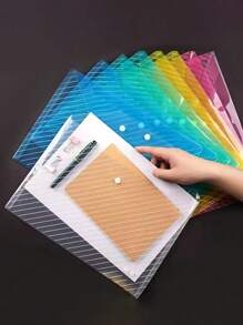 Thickened Random Color File Bags A4 Transparent Waterproof Snap Button File Bags Large Capacity Office Data File Bags Student Paper Bags, Back To School Supplies, Kawaii Stationery, School Colors, Stationery - Multicolor - View 3