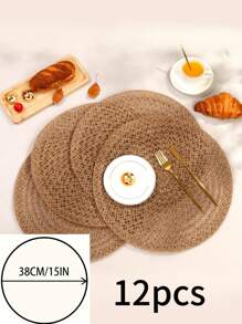 Manteles individuales estilo vintage campestre tejidos de forma natural, adecuados para decorar mesas redondas de comedor en restaurantes, hogares y reuniones familiares