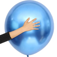 12 Large Chrome Metallic Balloon Balloons 16 Inches Large Round Balloons Premium Birthday Party Decoration - Blue - View 3