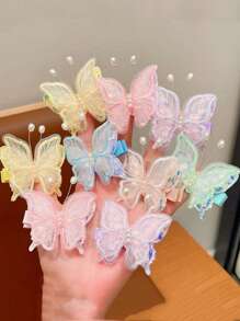 6-Pair Vintage/Fashion Versatile Colorful Mesh Lightweight Sequin Faux Pearl Butterfly Hair Clips/Barrettes For Women Claw Clips, Y2k Outfit