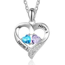 1pc Personalized Birthstone Necklace, Customizable Name, 925 Sterling Silver Heart Pendant Necklace, Mother's Day Gift For Her