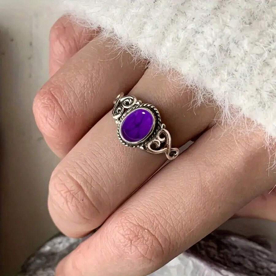 Retro Design High Quality Ring With Red Zirconia Stone, Bohemian Fashion Accessory Matching Daily Clothing And Party Outfits, Perfect Gift For Women, Luxury Jewelry