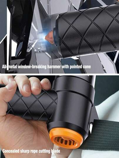 In Mini Version Stofzuiger Cleaner, High Power, Super Suction Emergency Functions: Seat Belt Cutting Blade, Pointed Cone To Break Windows; Rechargeable Lithium Battery Ultra Life Portable Must Have Holidays, Travels, Cleaners Dust Collection Vacuuming, Inflation Other Functions,Product Dimensions: Length: 16cm/6.3in Height: 17cm/6.7in view 6