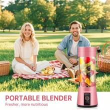 Portable Blender Cup, Electric USB Juicer Blender, Mini Blender Portable Blender For Milkshakes And Smoothies, Juice, 12.85oz, Six Blades, Very Suitable For Mixing