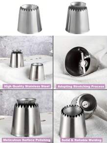 2PCS/4PCSLarge Piping Tips Set Giant Grade Stainless Steel Decorating Nozzles For Cookies Cake And Icing Extra Large Writing And Ruffle Tips Baking Supplies Kit For Pastry Cupcakes Decoration - Romiya Cake Mouth - View 5