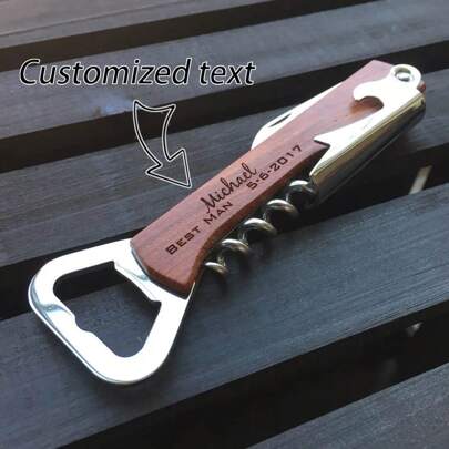 1 Pc Personalized Corkscrew And Multi-Tool, Beer/Wine Bottle Opener, Groomsmen Gifts, Wedding Party Gifts, Engraved, Customized, Monogrammed For Free, Multi-Functional, Ornamental, Reusable, Exquisite, Stylish, High-Quality, Colorful, Modern, Custom, Personalized, Unique, Tea Room, Home, Garden, Office, For Anniversaries, For Valentine's Day, For Mother's Day, For Father's Day, For Graduation, For Weddings, For Housewarming, Home Refresh, Customized Bottle Openers & Bottle Opener Accessories, Warm Ambience,Home & Living,Haunt Your Home, Autumn Home Refresh