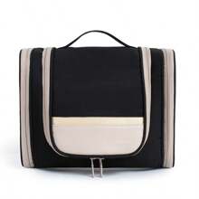 Travel Toiletry Bag - Polyester, Dual-Zipper Design With Hanging Hook