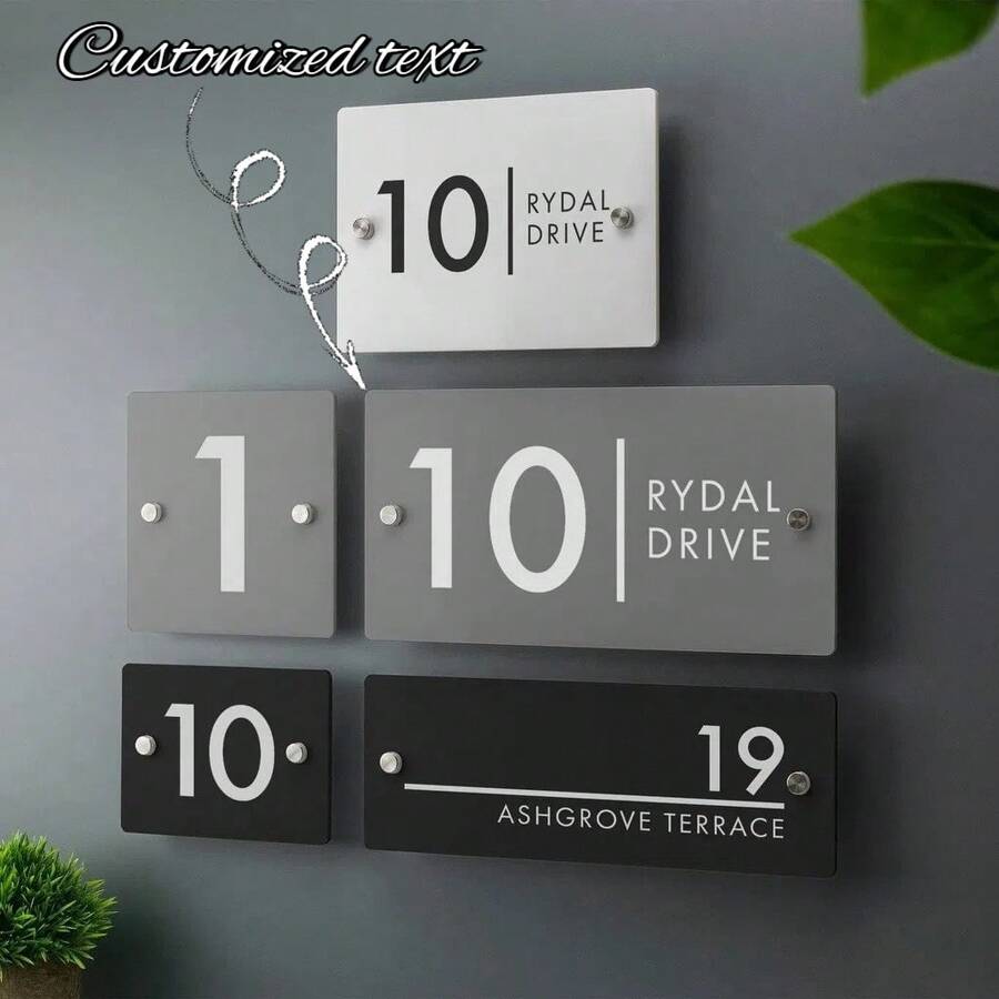 1pc Custom Modern House Number Sign Artistic Brush Stroke Design Matte & Gloss Finish Mirror Acrylic Weatherproof Rust-Resistant Outdoor Door Mailbox Porch Decor Floating House Number, Housewarming Gift, Aesthetic Front Door Decor - Multicolor - View 1