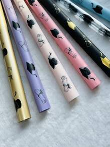 20张-2025毕业季果冻膜，韩式简约纸，防水半透明玫瑰花店风格花束礼品包装纸，毕业包装纸，鲜花包装纸，带标记金边韩式花束包装纸，用于DIY工艺品，毕业装饰2025，包装，毕业礼品纸 - 彩色 - 查看 8