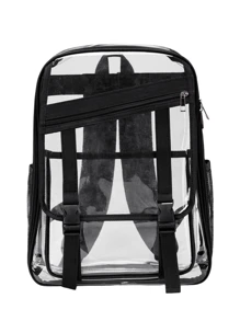 Flip Cover Transparent Oversized Backpack, PVC Transparent Backpack For Men, Students Sports Venue Summer Bag - Multicolor - View 2