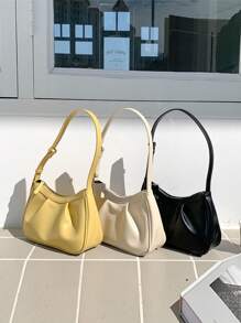 Women Autumn/Winter Crinkled Cloud Shoulder Bag, Fashionable Underarm Bag, Versatile Shoulder Messenger Bag, Chic & Spacious, Fashionable Butter Yellow Bag For Women - Yellow - View 5