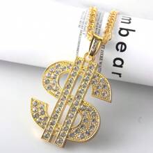 Hip Hop Gold Color Dollar Sign $ Pendants & Necklaces With Long Twist Chain Statement Necklace For Woman Men - đô la mỹ - Xem 7