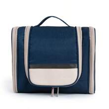 Travel Toiletry Bag - Polyester, Dual-Zipper Design With Hanging Hook