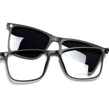 Armação Óculos Para Grau Masculino Clipon Polarized 2 Em 1 Sunglasses Magnetic Eyewear -5034 -Preto Fosco