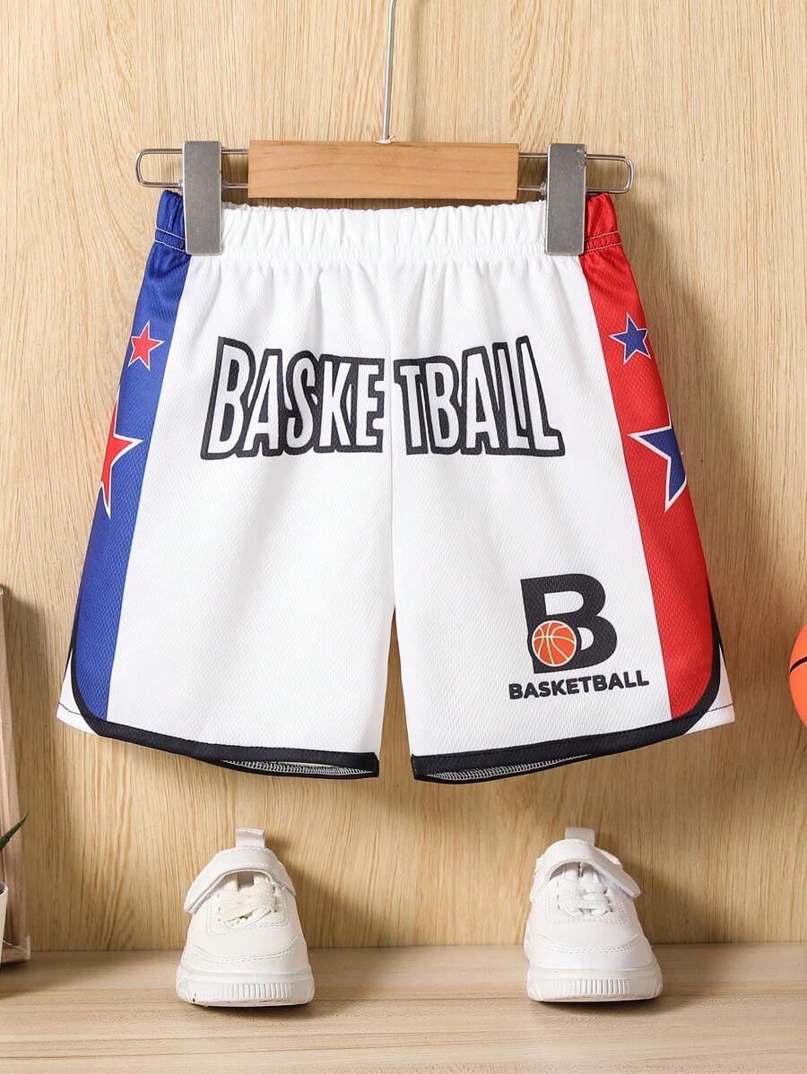 1pc Young Boy Outdoor Sports Basketball All-Star Graphic Print Breathable Quick Dry Basketball Shorts, Summer Clothing - Multicolor - View 1