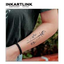 INKARTLINK 剑花纹身 | 植物基半永久革命技术 | 防水持久15天 | 哥特风格临时纹身 | 暗黑风格人体彩绘贴纸 | 万圣节派对个性装饰 - 黑色 - 查看 3