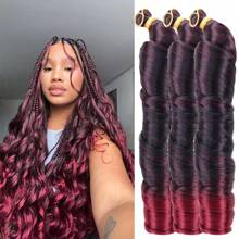 3 Pcs Synthetic French Curl Braiding Hair 22 Inch Loose Wave Braiding Hair Extensions Pre Stretched Crochet Braids For Women