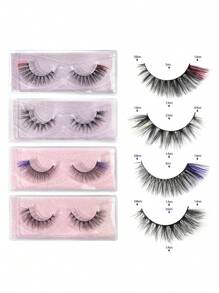 MAGEFY 20 Pairs Cat Eyelashes, Colorful Eyelashes, Fluffy Mink Fur Eyelashes, Pink Tail, 8D Eye-Catching Eyelashes,Color Mixed False Eyelash Eyes Lightweight, Skin-Friendly, Easy On The Eyes, No Burdens,Lengthen And Enlarge Your Eyes, Reusable, Perfect For Daily Or Commuting Makeup, Portable, No Awkwardness When Worn On - 彩色 - 查看 2