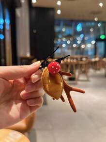 1 Pair Mushroom Deer Horn Hairpins, Christmas Deer Antler Headband Hair Clips, Cute Cartoon Reindeer Antler Hair Accessories,Christmas