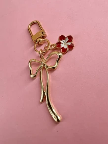 Móc khóa nơ đơn giản và đa năng làm bằng hợp kim dành cho phụ nữ Một món quà nhỏ để tặng cho người bạn thân nhất của bạn Nơ Y2K mùa hè - Vàng - Xem 5