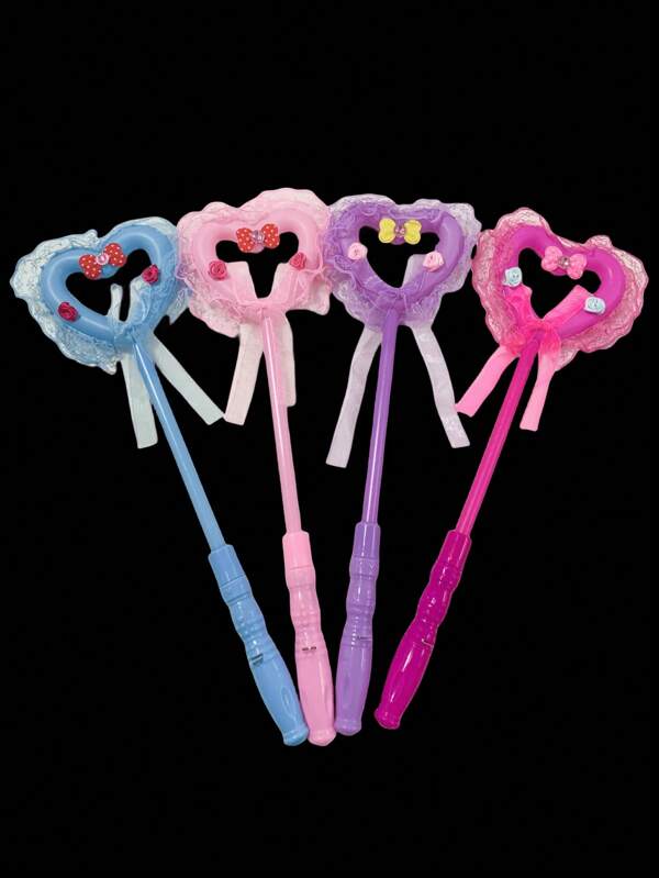 1pc Random Glowing Heart Shape Fairy Wand, Glow Stick Punk Style Bar Dance KTV Party Photo Props Atmosphere LED Kids Toy Children's Day Party Dance Wedding Birthday Celebration Decor