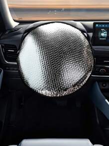 1pc汽车方向盘通用太阳罩车内夏季用品防晒降温隔热防水铝箔 - 彩色 - 查看 5