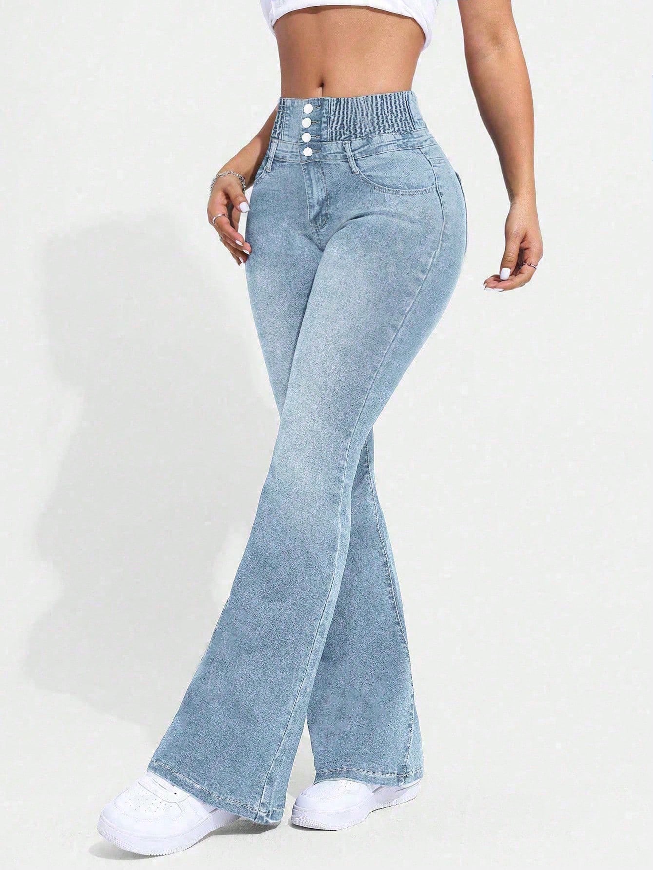 بنطلون جينز مطاطي ضيق بقصة مفرقعة أنيق للنساء، كاج...