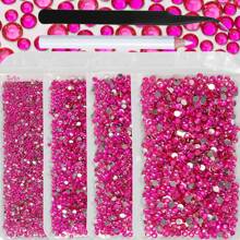 一套 4 袋水钻，尺寸分别为 2 毫米、3 毫米、4 毫米、5 毫米，共计 10,000 颗，配有镐和镊子，不可热修复平底树脂指甲宝石饰物仿水晶钻石用于美甲制作 DIY 美甲用品指甲