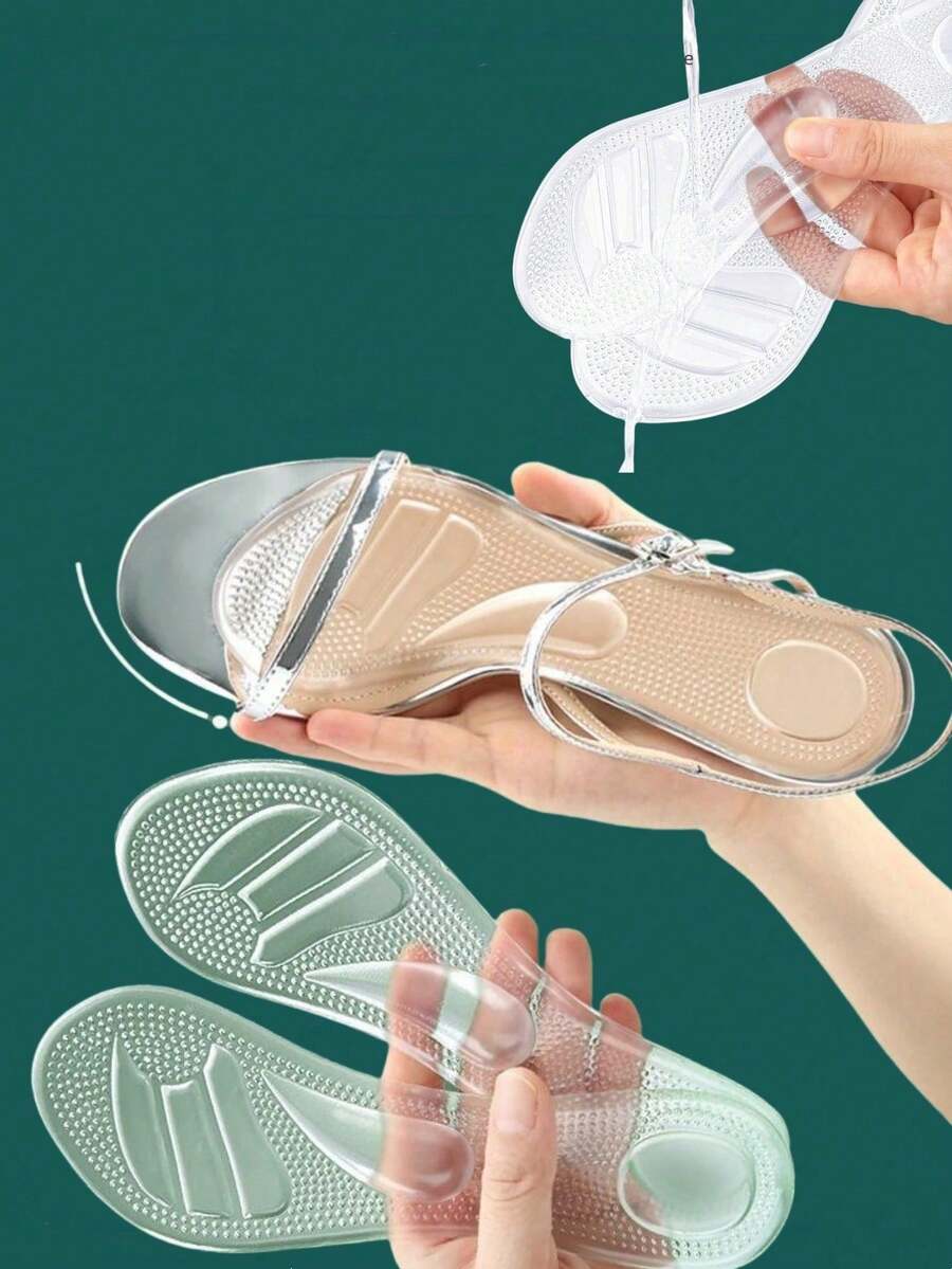 1/3 件透明高跟鞋鞋垫，减震 3/4 长度自粘防滑按摩垫，男女通用 - 彩色 - 查看 1