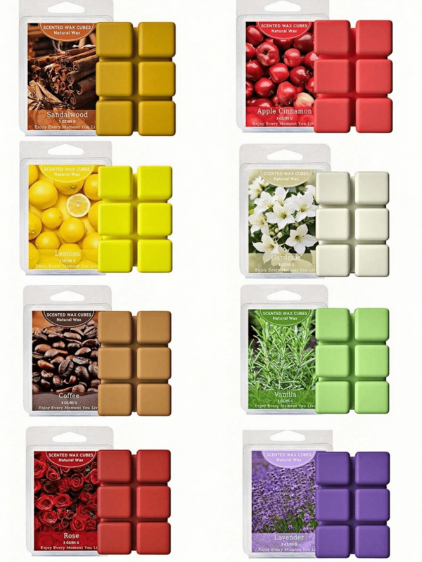 8 Sorten duftendes Wachs Blöcke (3 Oz), sortierte Wachs Wärmer Würfel, pflanzliche ätherische Öl Aromatherapie Wachsblock, duftende Soja Wachs Schmelzen für Wachswärmer, Hochzeit