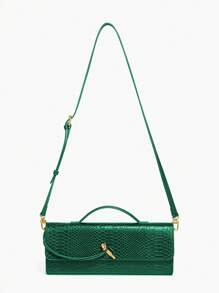 Womens Fashion Leather Clutch Bag Crocodile Print Evening Handbag Crossbody Tote Bag, Stylish Solid Color Clutch Bag, Multi-Functional Evening Bag Women Vintage Minimalist Faux Woven Texture Red Retro Flap Lock Large Capacity Clutch Bag, Handbag, Shoulder Bag Suitable For Evening Parties, Daily Wear, Fashionable Clutch Bags For Woman, Party Bags,Perfect For Party Wedding Prom Dinner/Banquet Matching With Holiday Party Dress Evening Dress & Sequin Dress, Purses And Bags Women - 綠色 - 查看 10